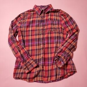🍁 Fall Plaid Long Sleeve Adjustable Sleeves Boyfriend Top Aeropostale 🍁